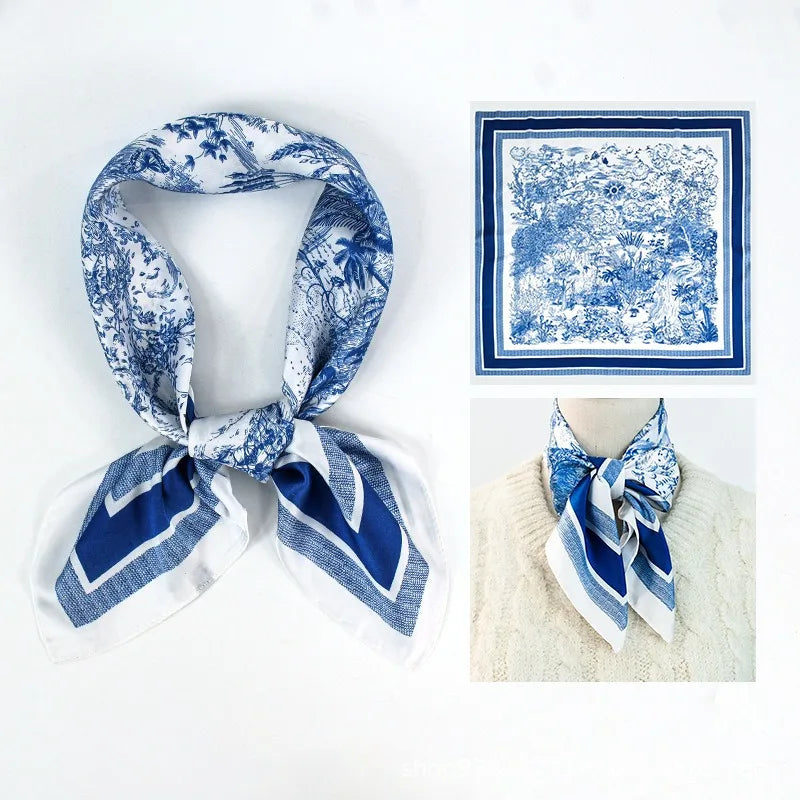 70*70cm New Literary Fashionable Bandana Simulation Silk Temperament Square Scarves Women Spring/Summer Soft Satin Scarf