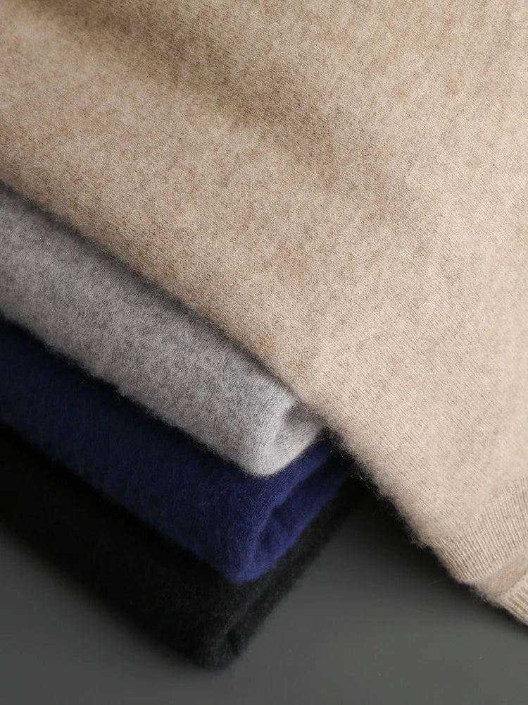 Yoyoselect Men 100% Cashmere Sweater Suit O Neck Pullover Casual Pants Luxury Soft Knitwear Autumn Winter Thick Warm Clothing