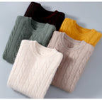 Winter New Men's Thickened Sweater Mink Cashmere Sweater Pullover Round Neck Twisted Large Size Casual Underlay Knitted Warm Top