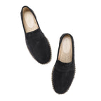 Men's Jute Espadrilles Slip on Loafers Cow Suede Leather Casual Shoes