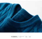 Men's 100% pure cashmere pullover casual solid color knitted sweater loose round neck Tops thick and warm Jumper