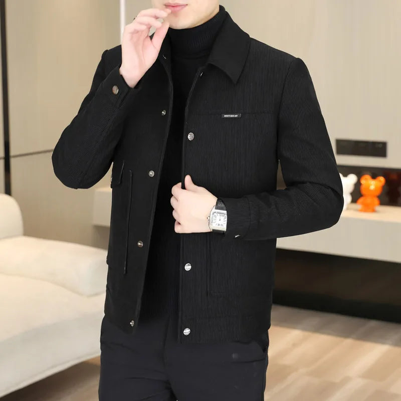 2024 Autumn Casual Business Jackets Men Slim Fit Social Office Outwear Korean Fashion Lapel Outwear Streetwear Windbreaker