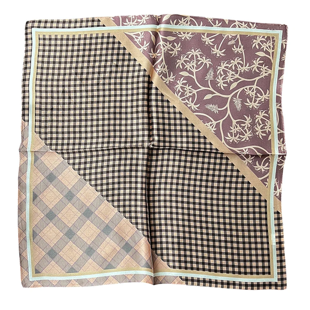 100% Pure Mulberry Silk Women Square Scarf Prints Headband Neckerchief Luxury Female Hair Ornament Female Bandana Scarves 53CM