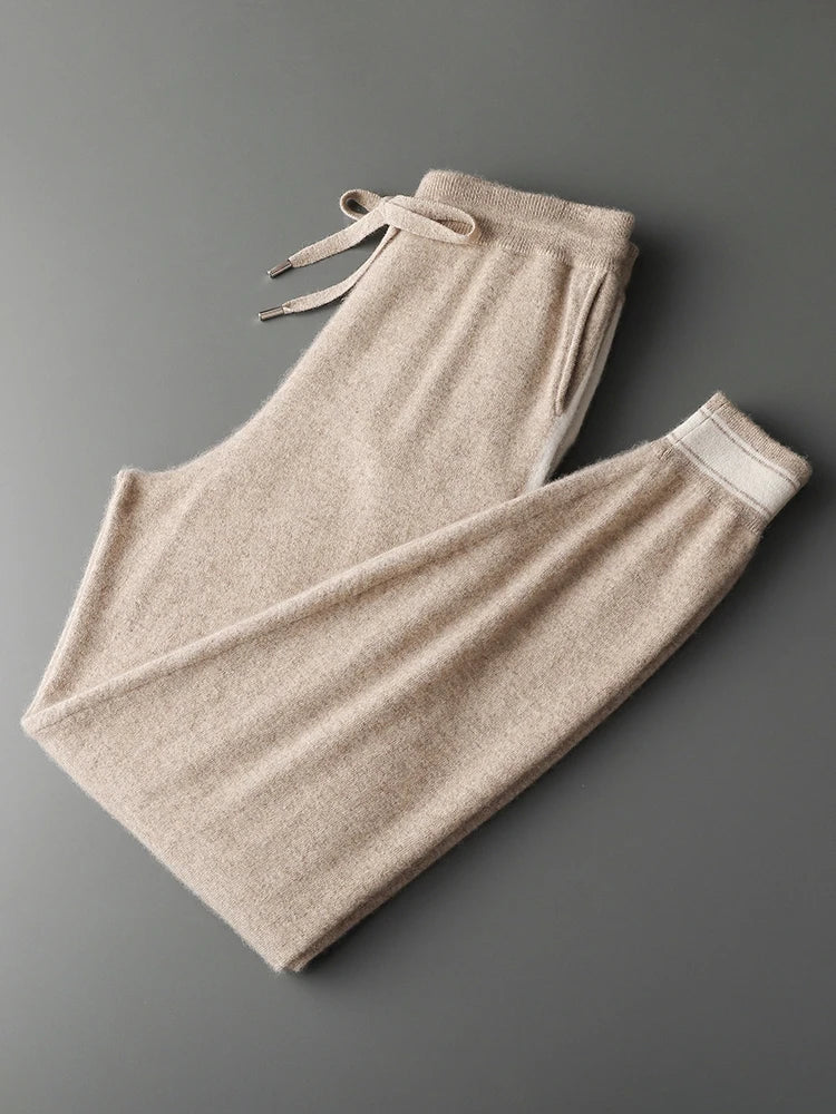 Yoyoselect Men 100% Cashmere Sweater Suit O Neck Pullover Casual Pants Luxury Soft Knitwear Autumn Winter Thick Warm Clothing