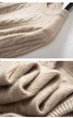 Men's 100% pure cashmere pullover casual solid color knitted sweater loose round neck Tops thick and warm Jumper