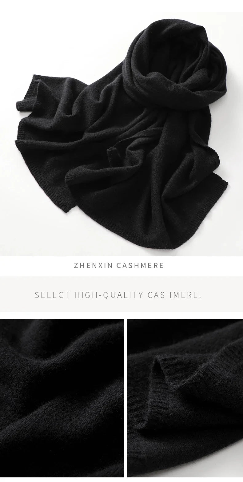 Quality 100% Cashmere Scarf for Women  Men Solid Color Warm Winter Knit Wrap, Soft Luxury Neck Warmer, Fashion Lightweight